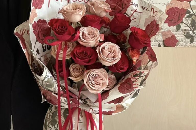 Vintage romantic floral wrapping paper with retro flower print