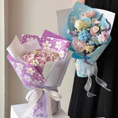 Waterproof color printed flower wrapping paper sheets
