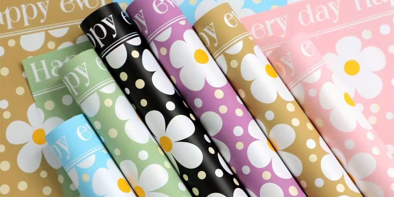 Waterproof color printed flower wrapping paper sheets