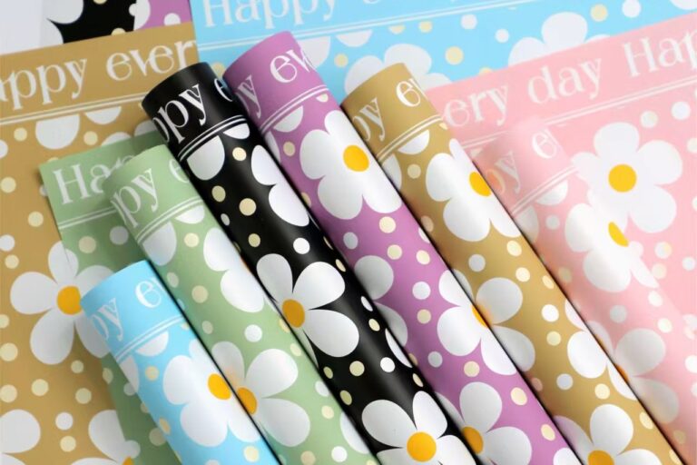 Waterproof color printed flower wrapping paper sheets