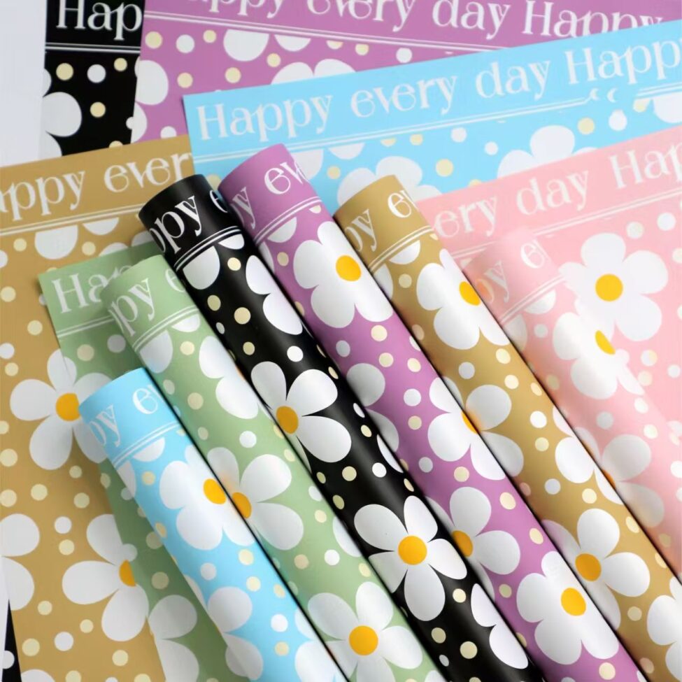 Waterproof color printed flower wrapping paper sheets