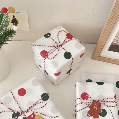 Cute polka dot Christmas wrapping paper for festive gifts