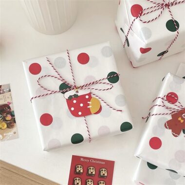 Cute polka dot Christmas wrapping paper for festive gifts