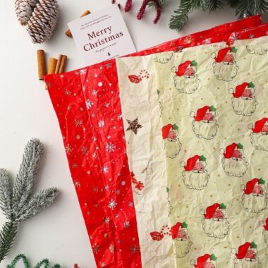 Hand crumpled painted Christmas wrapping paper for gifts