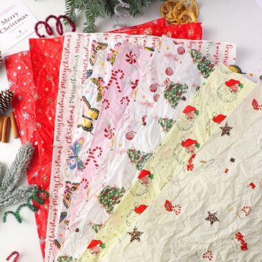 Hand crumpled painted Christmas wrapping paper for gifts
