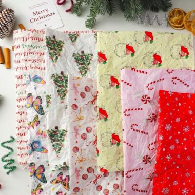 Hand crumpled painted Christmas wrapping paper for gifts