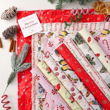 Hand crumpled painted Christmas wrapping paper for gifts