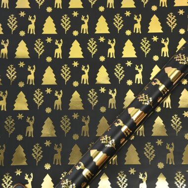 Black gold foil minimalist Christmas wrapping paper for gifts