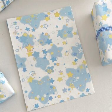 Blue baby’s breath decorative gift wrapping paper floral style