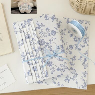 Premium blue floral festival gift wrapping paper elegant style