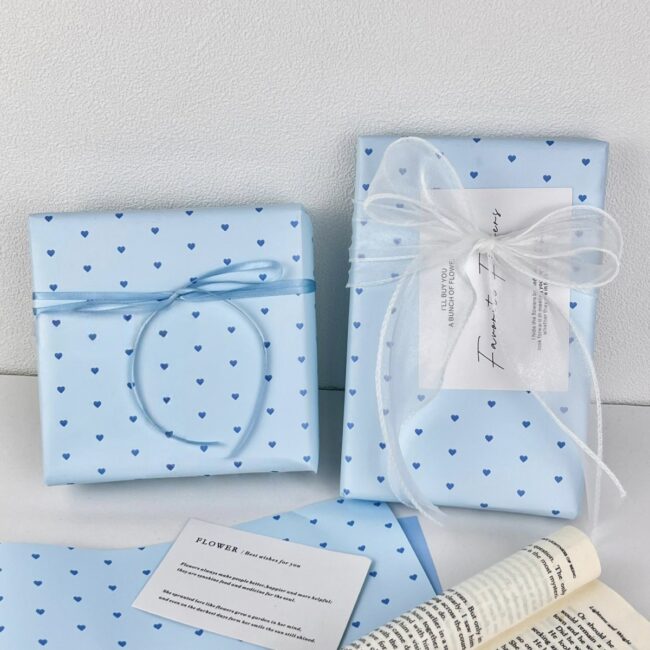 Healing blue heart festival decorative gift wrapping paper