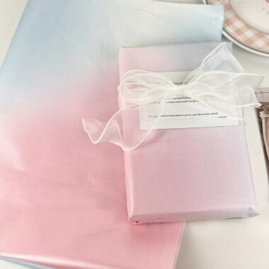 Pearlescent blue pink shimmer festival gift wrapping paper