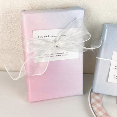 Pearlescent blue pink shimmer festival gift wrapping paper