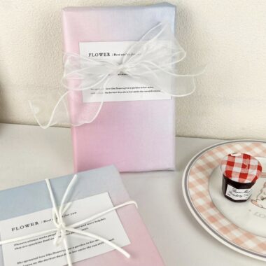 Pearlescent blue pink shimmer festival gift wrapping paper