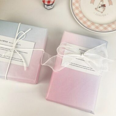 Pearlescent blue pink shimmer festival gift wrapping paper