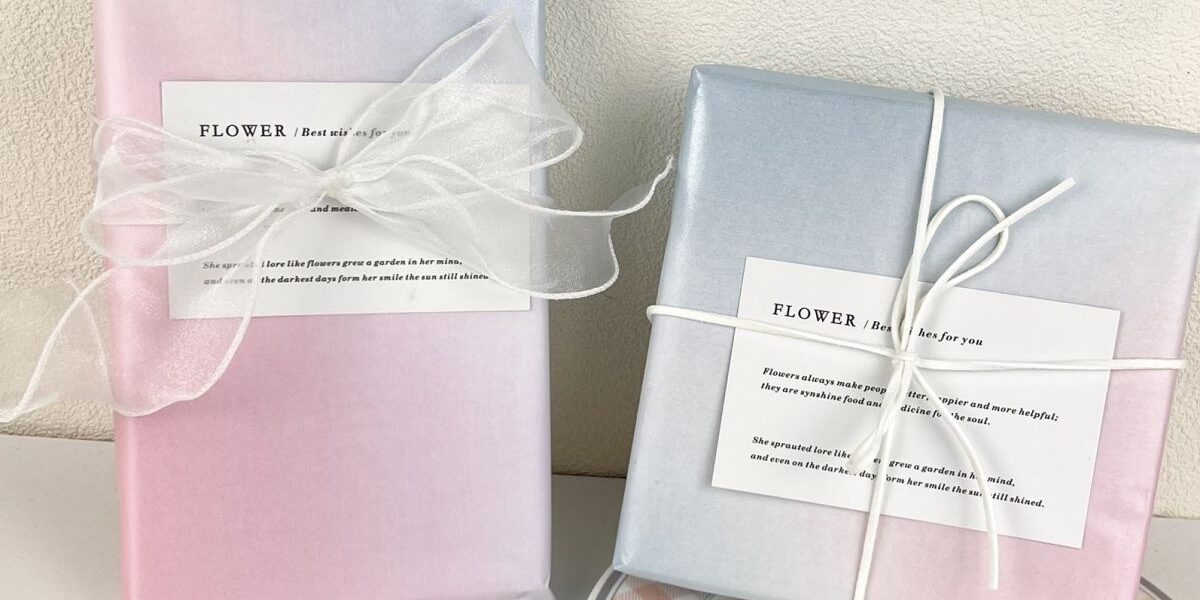 Pearlescent blue pink shimmer festival gift wrapping paper