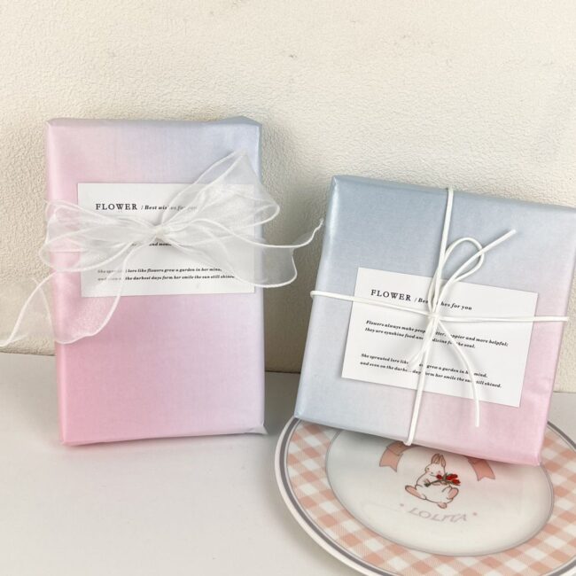 Pearlescent blue pink shimmer festival gift wrapping paper