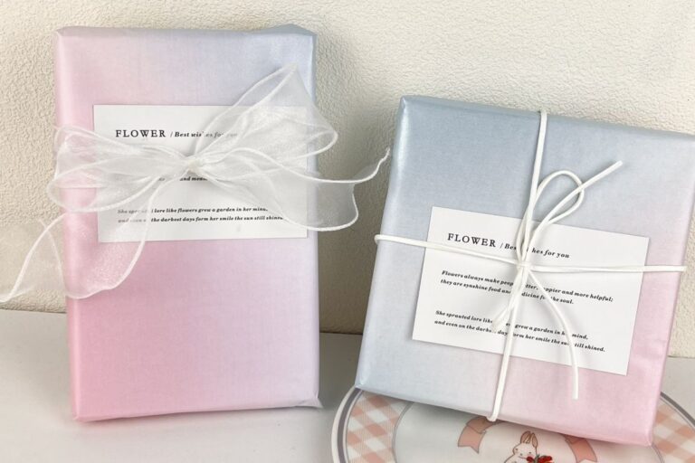 Pearlescent blue pink shimmer festival gift wrapping paper