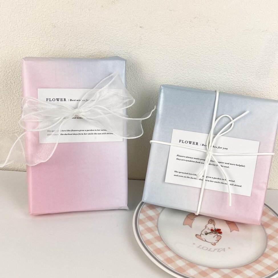 Pearlescent blue pink shimmer festival gift wrapping paper