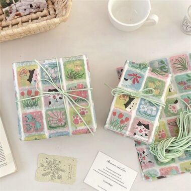 Cat grid creative gift wrapping paper aesthetic style