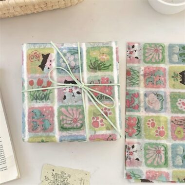 Cat grid creative gift wrapping paper aesthetic style