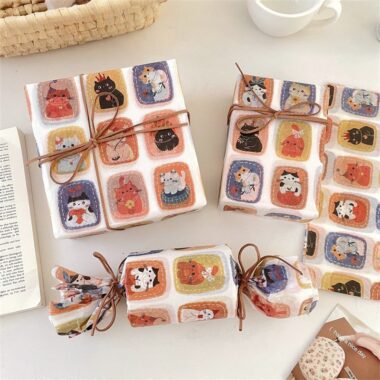 Cat grid creative gift wrapping paper aesthetic style
