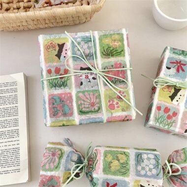 Cat grid creative gift wrapping paper aesthetic style