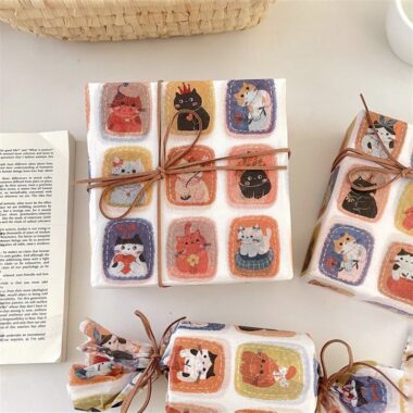 Cat grid creative gift wrapping paper aesthetic style