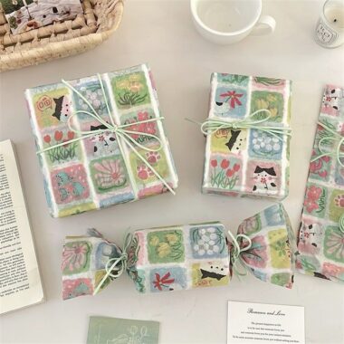 Cat grid creative gift wrapping paper aesthetic style