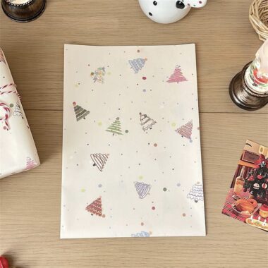 Colorful Christmas tree wrapping paper with festive atmosphere