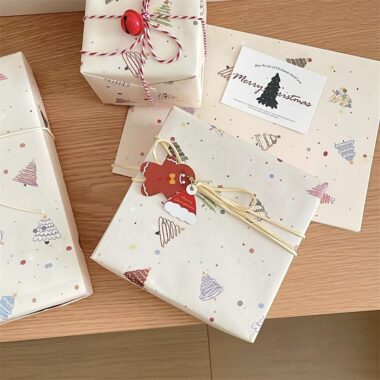 Large kraft Christmas tree wrapping paper for holiday gifts