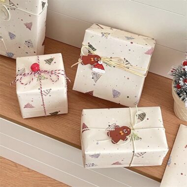 Large kraft Christmas tree wrapping paper for holiday gifts