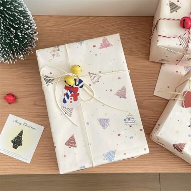 Large kraft Christmas tree wrapping paper for holiday gifts