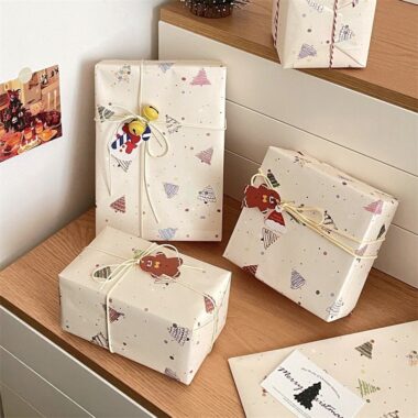 Large kraft Christmas tree wrapping paper for holiday gifts