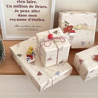 Large kraft Christmas tree wrapping paper for holiday gifts