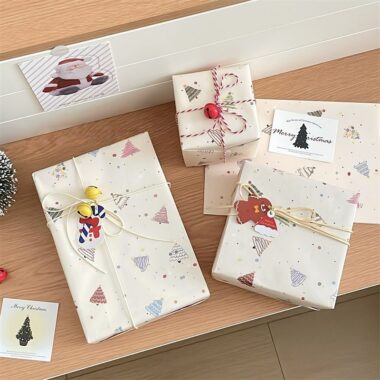 Large kraft Christmas tree wrapping paper for holiday gifts