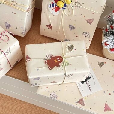 Large kraft Christmas tree wrapping paper for holiday gifts