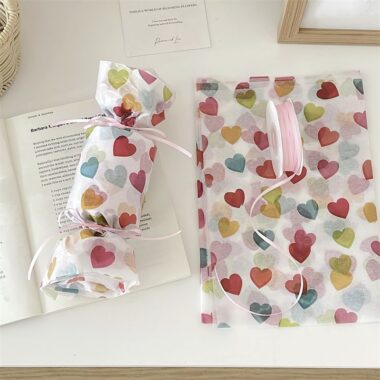 Colorful heart festival gift wrapping paper romantic design
