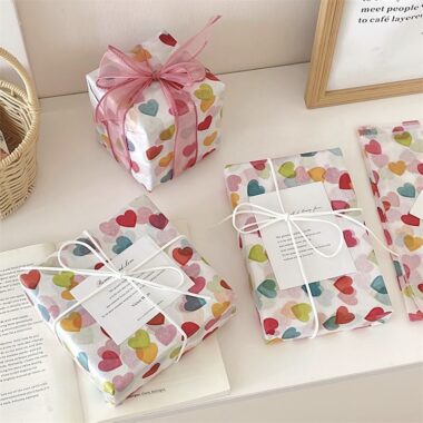 Colorful heart festival gift wrapping paper romantic design