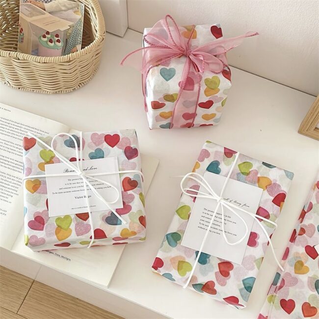 Colorful heart festival gift wrapping paper romantic design