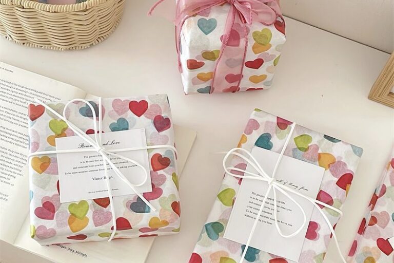 Colorful heart festival gift wrapping paper romantic design