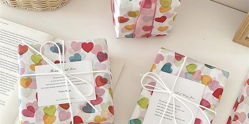 Colorful heart festival gift wrapping paper romantic design
