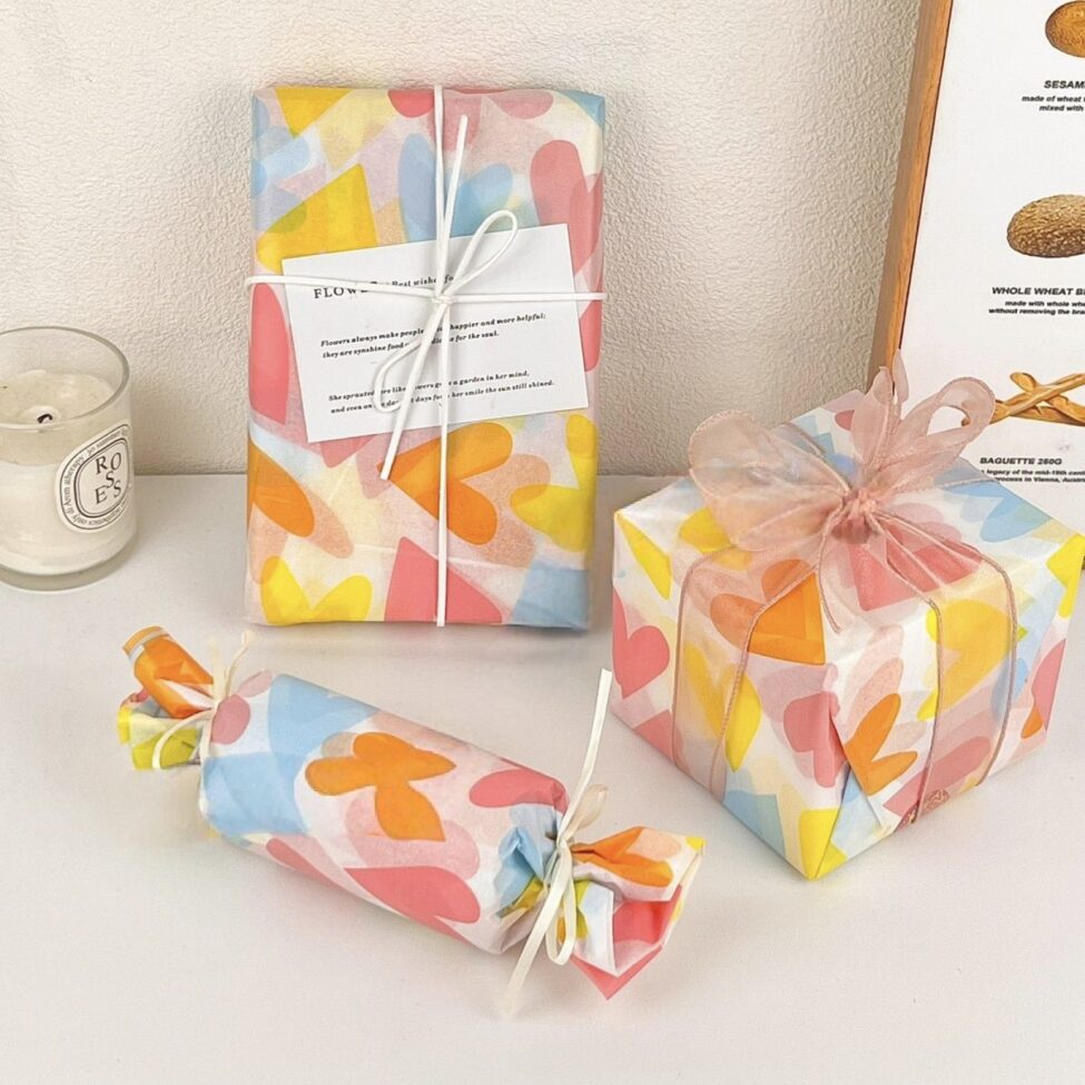 Colorful heart print festival decorative gift wrapping paper