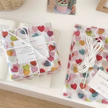 Colorful heart festival gift wrapping paper romantic design