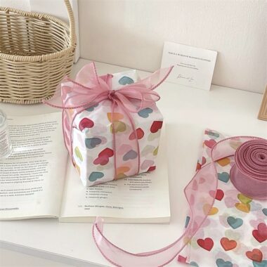 Colorful heart festival gift wrapping paper romantic design