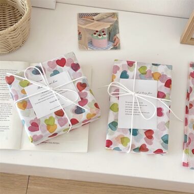 Colorful heart festival gift wrapping paper romantic design
