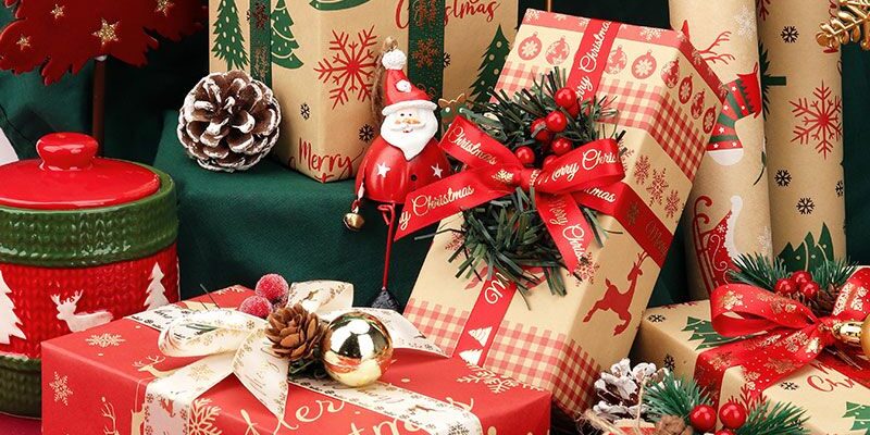 Large size kraft Christmas wrapping paper for creative gift wrap