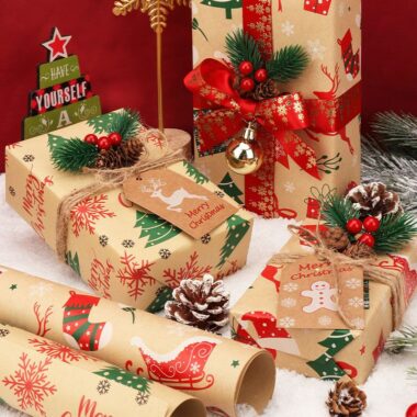 Large size kraft Christmas wrapping paper for creative gift wrap