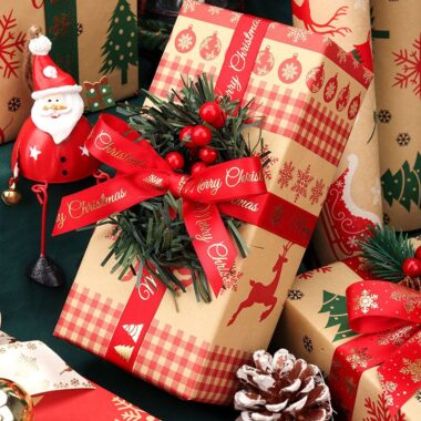 Large size kraft Christmas wrapping paper for creative gift wrap