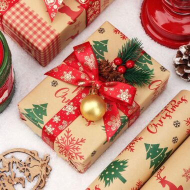 Large size kraft Christmas wrapping paper for creative gift wrap